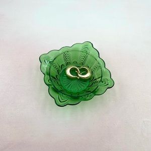 Green Glass Trinket Dish
